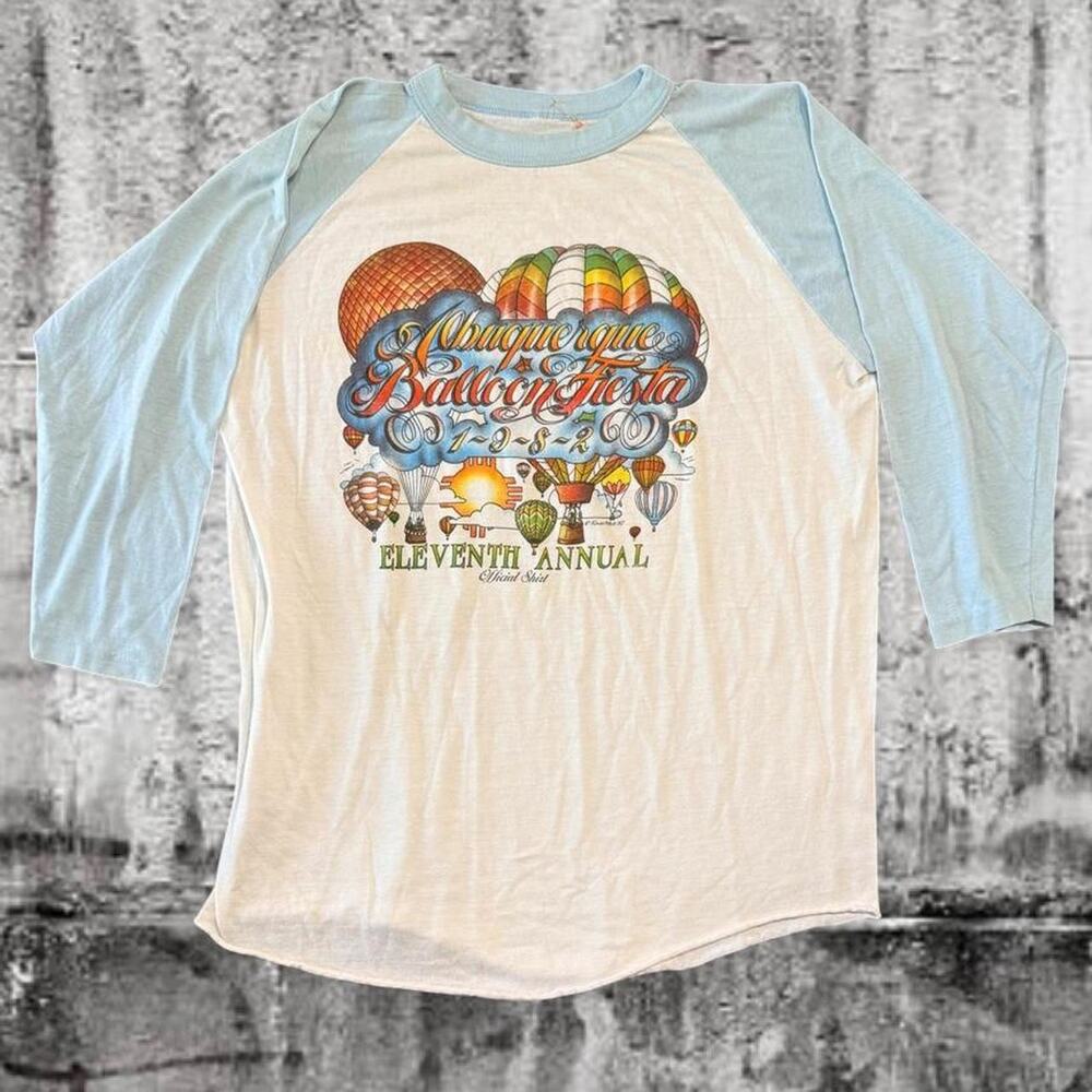 Vintage 1982 Albuquerque Balloon Fiesta 11th Annual Raglan T-Shirt Medium